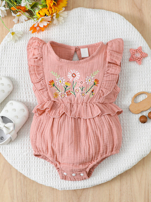 Baby Embroidered Ruffled Bodysuit